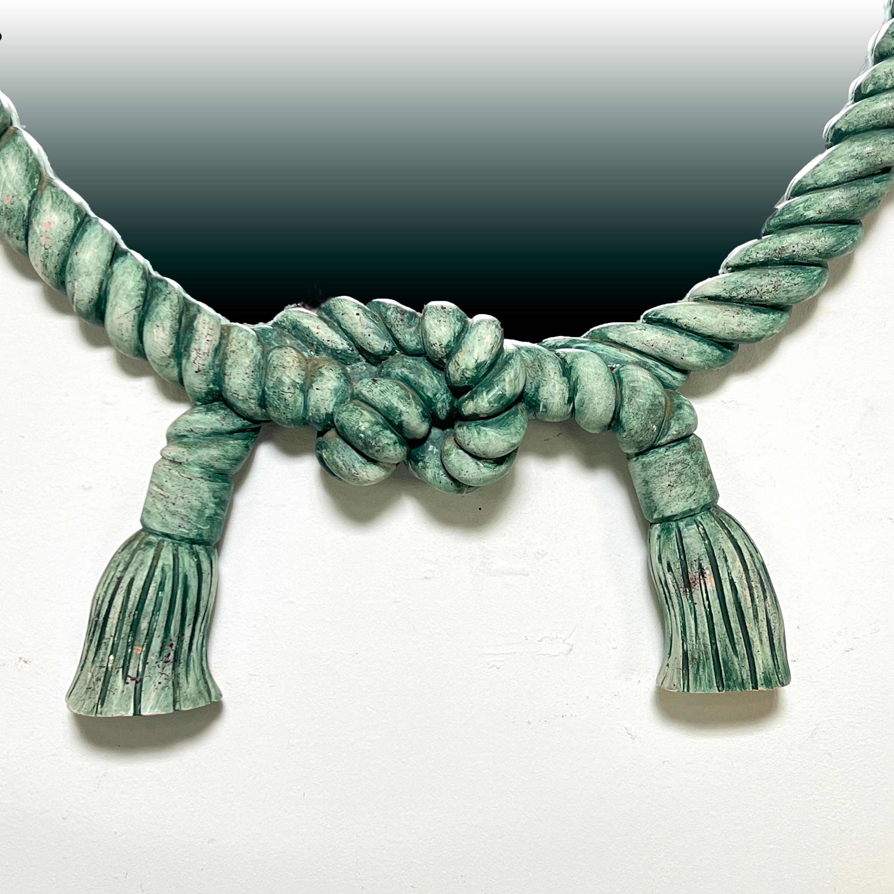 Postmoderne Postmodern Wall Mirror With Faux Knotted Rope Motif, By Turner, Dated 1984 en vente