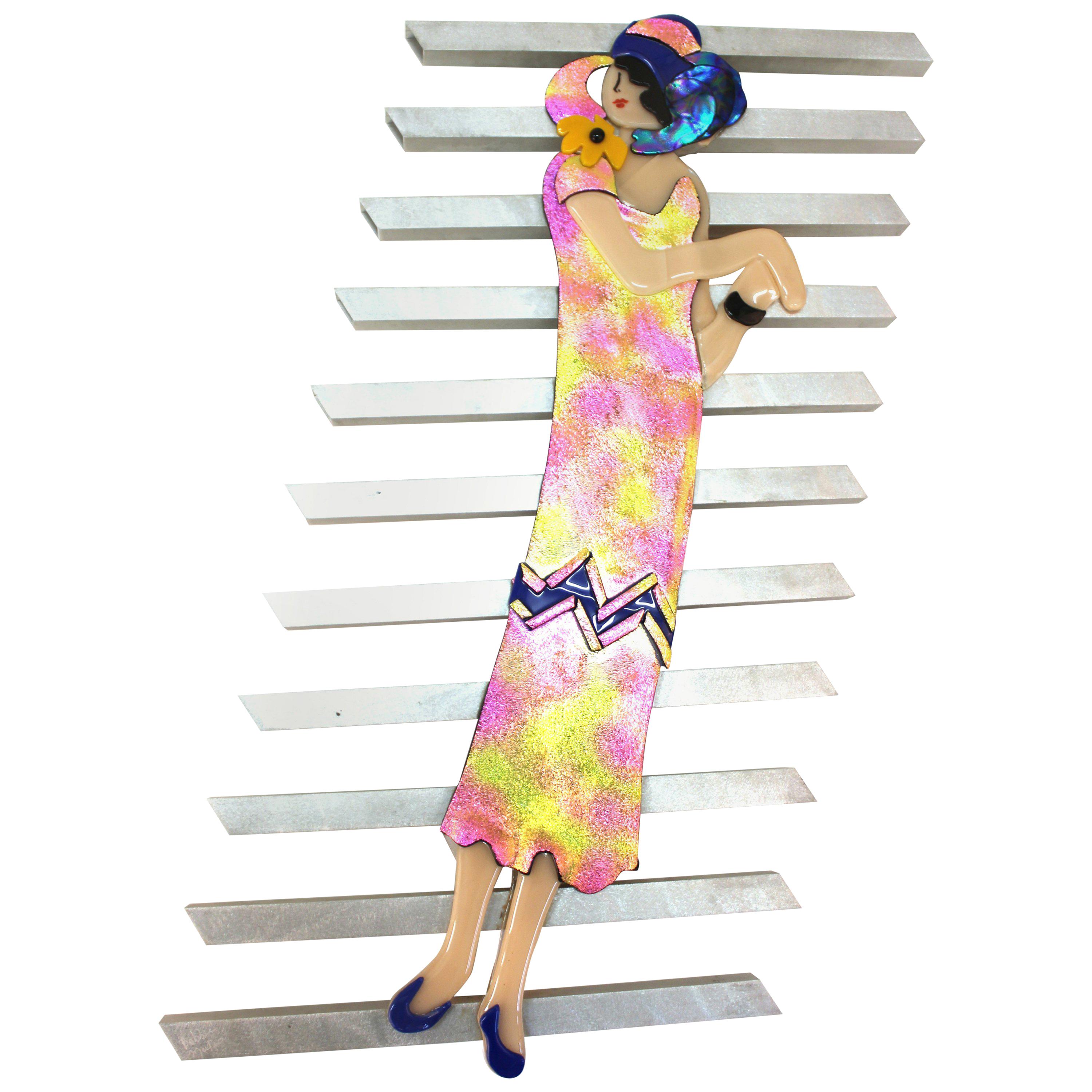 Postmodern Wall Sculpture of a Woman in Fancy Dress