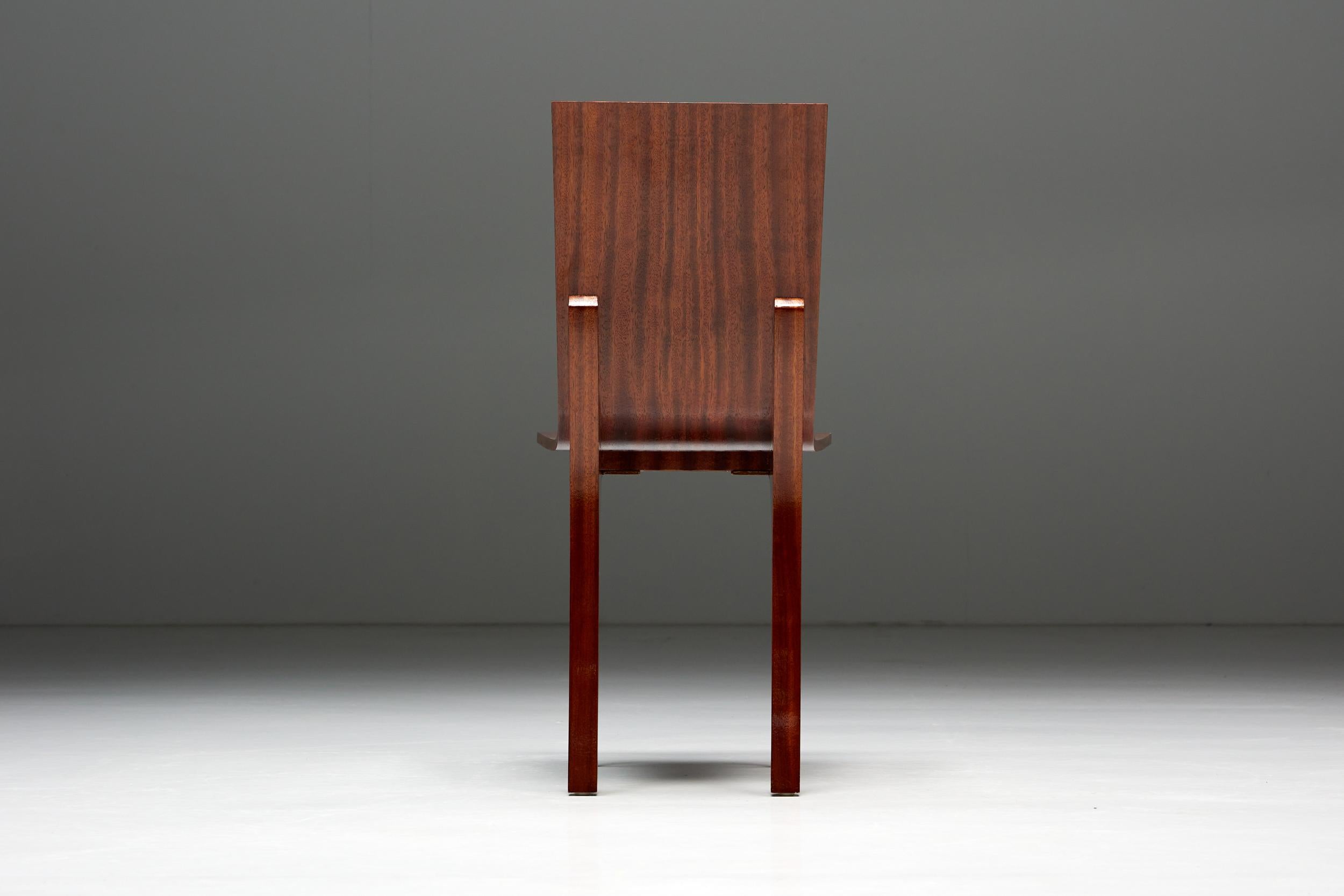 Postmodern Walnut Dining Chairs, Italy, 1980s For Sale 5