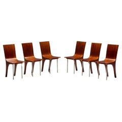 Chaises de salle à manger postmodernes en noyer, Italie, années 1980