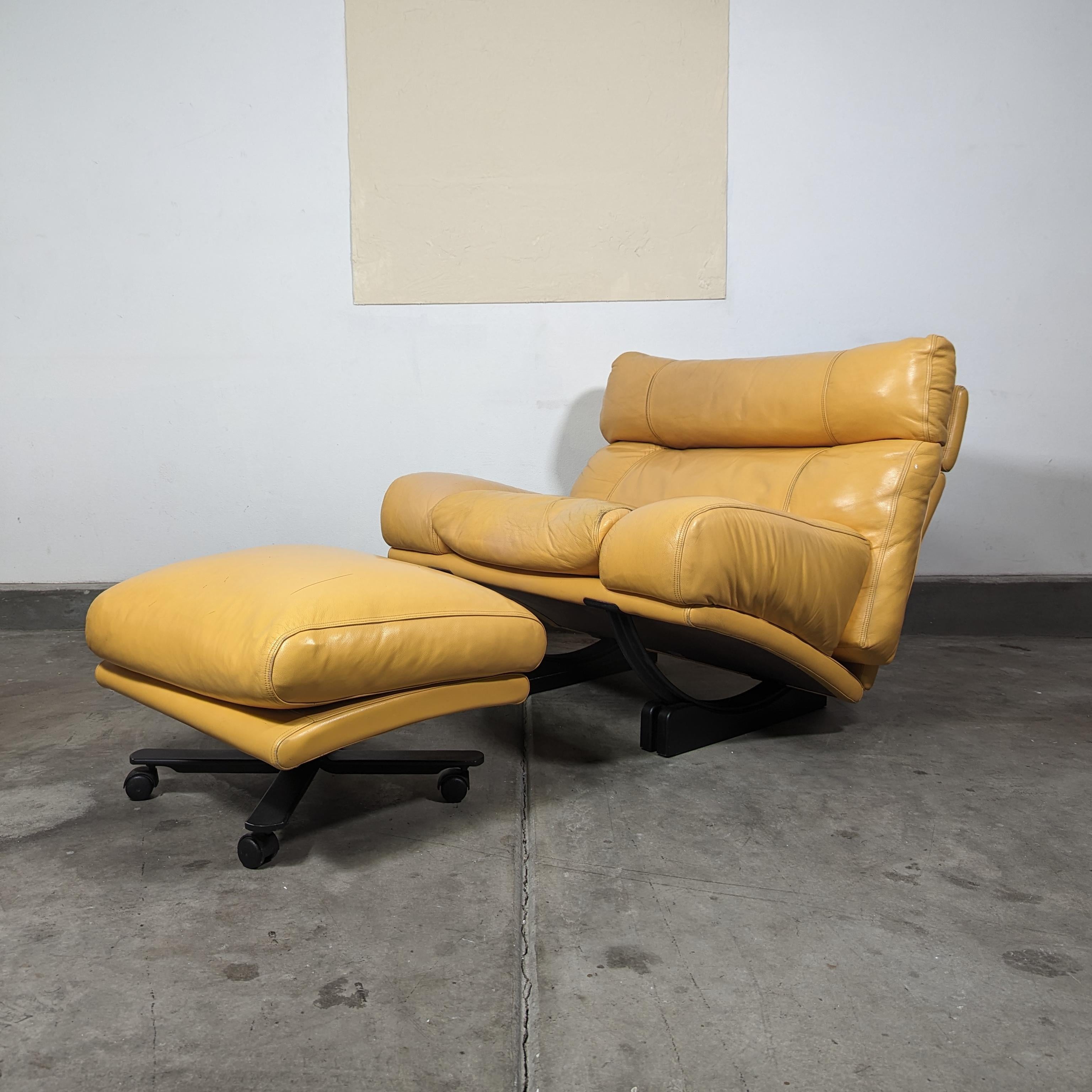 Aluminum Postmodern Walse Leather Lounge Chair by Tito Agnoli for Poltrona Frau, c1990s For Sale