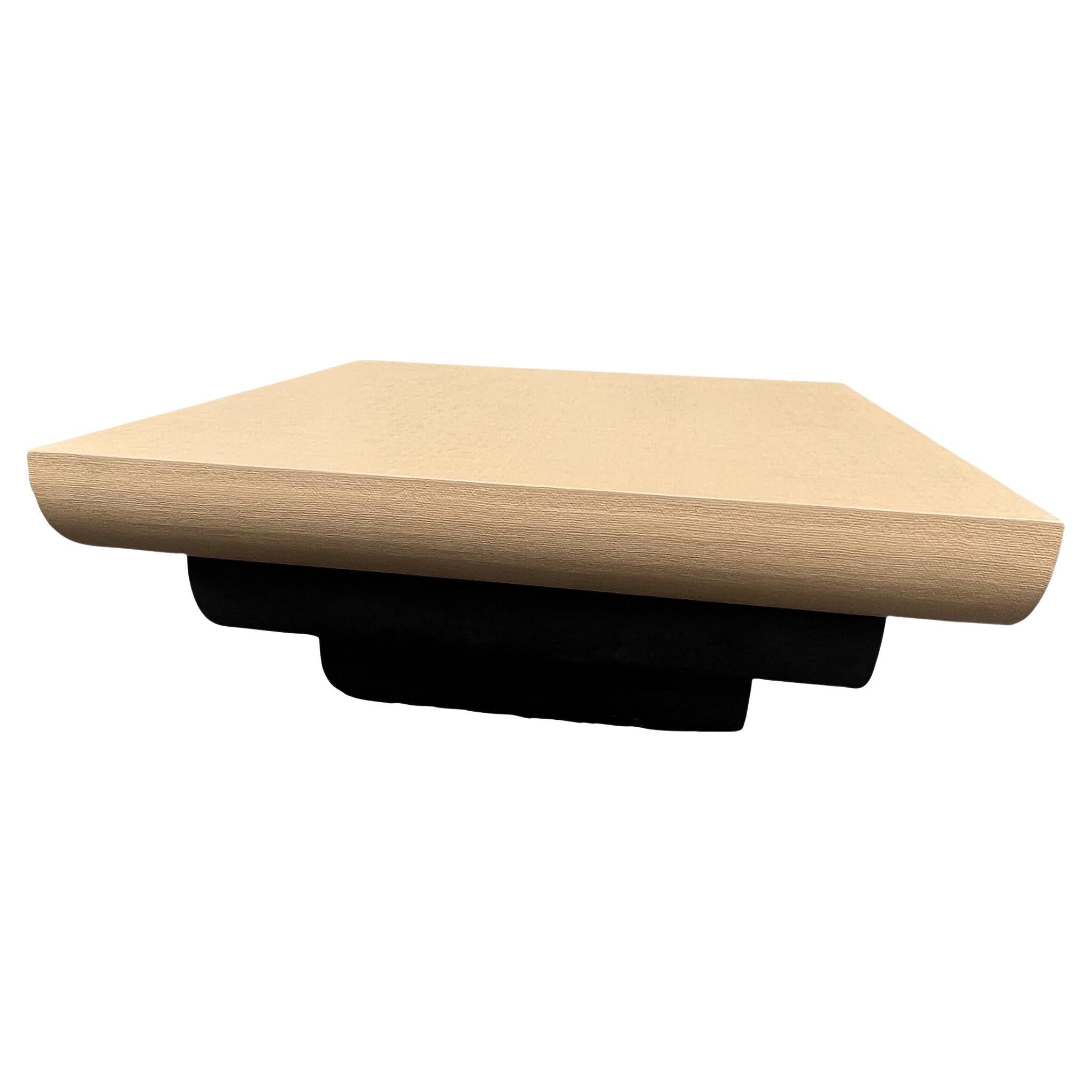 Postmodern Waterfall Coffee Table Karl Springer Style with Black Plinth For Sale