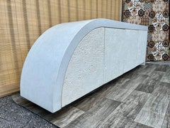 Postmodern Waterfall Faux Stone Credenza in The Karl Springer's Style. C 1980s