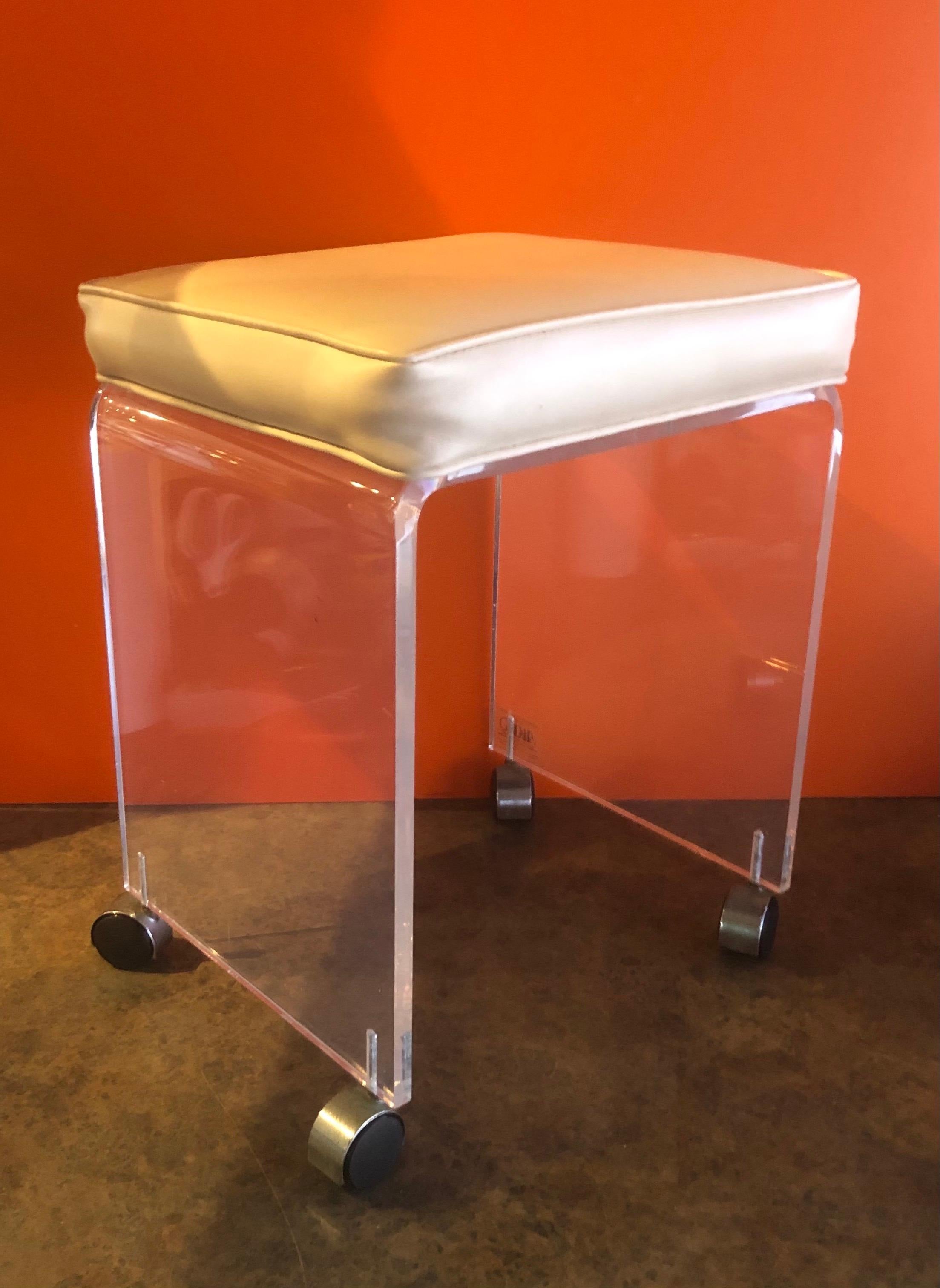 lucite vanity bench