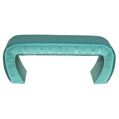 Postmodern Waterfall Teal Bench in the style of Karl Springer
