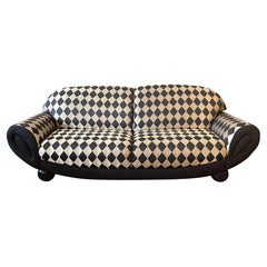 Postmodern Weiman Curved Sofa in Upholstery with Wood