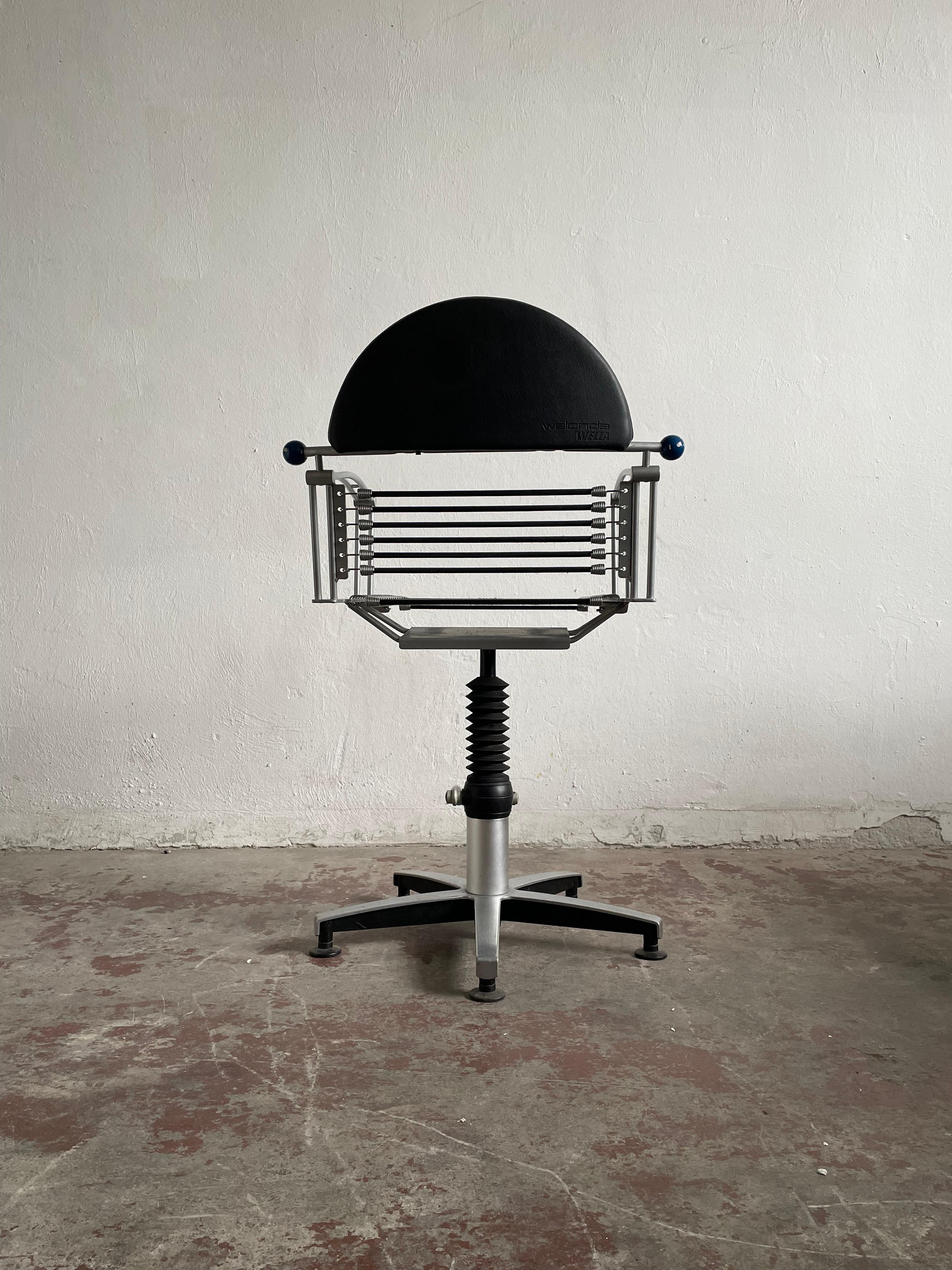 Postmodern 'Welonda' Swivel Chair with Adjustable Height by Wella, Germany 1980s 4
