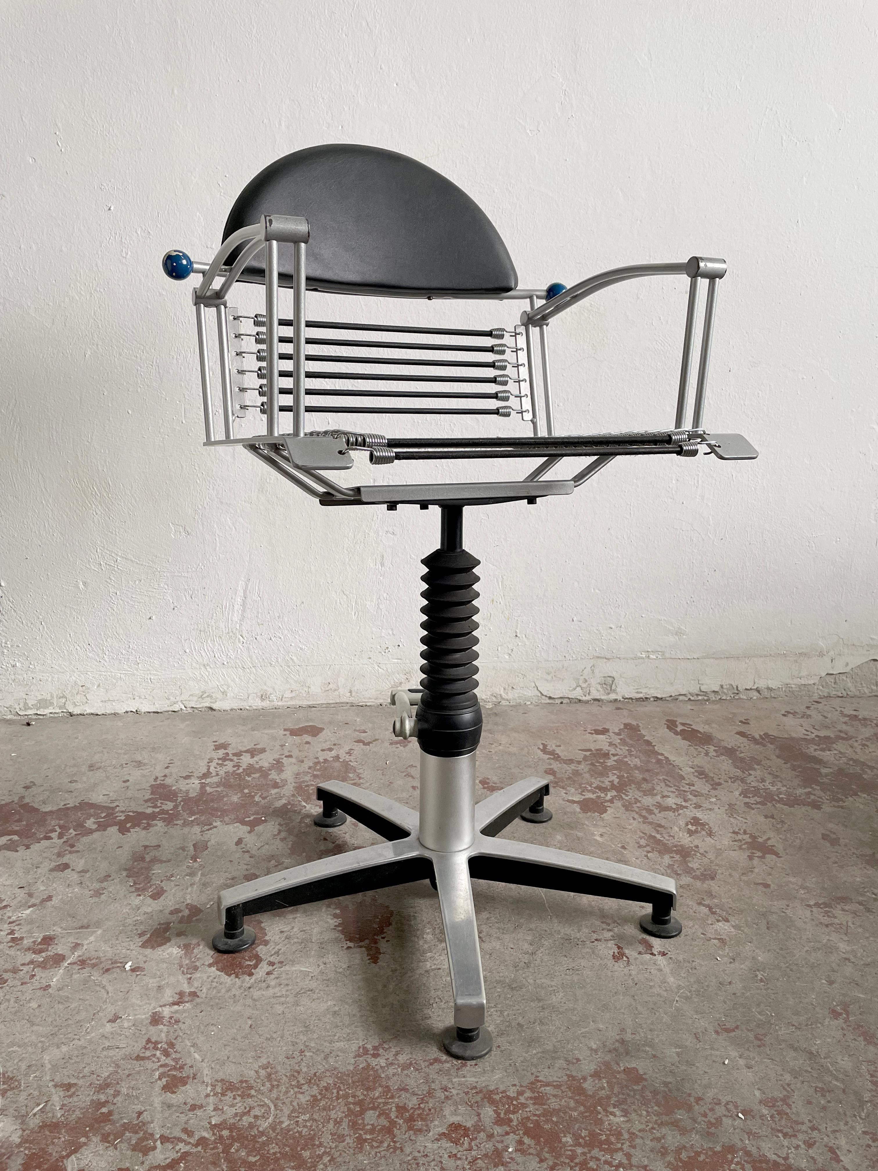 Postmodern 'Welonda' Swivel Chair with Adjustable Height by Wella, Germany 1980s 8