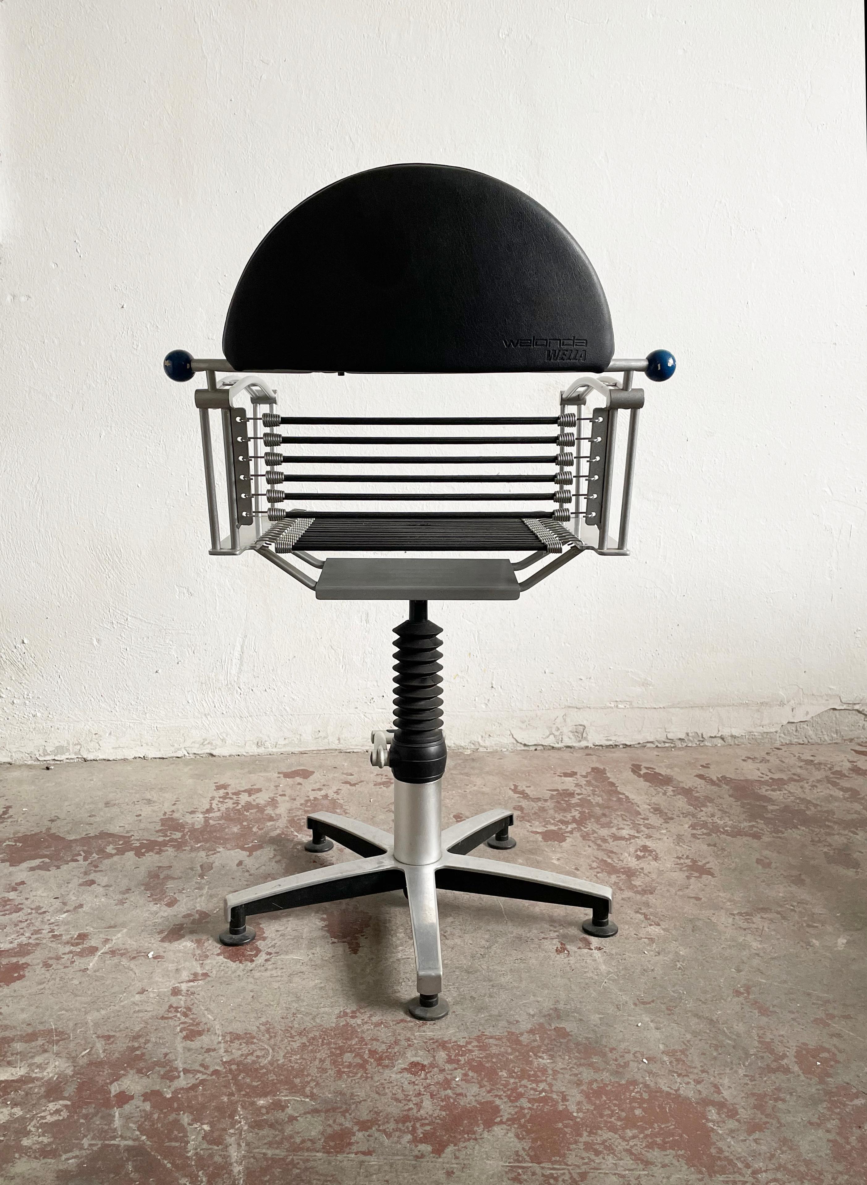 Metal Postmodern 'Welonda' Swivel Chair with Adjustable Height by Wella, Germany 1980s