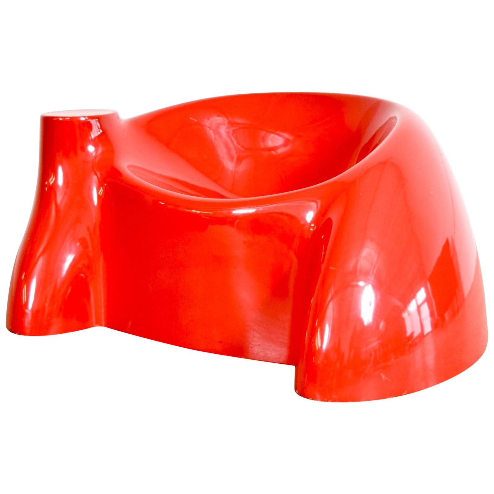 Postmodern Wendell Castle Red Fiberglass Castle Lounge Chair For Sale
