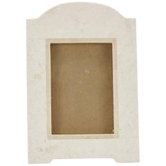 Postmodern White and Beige Arched Tessellated Stone Picture Frame, 1990s