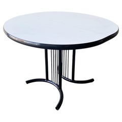 Postmodern White and Black Dining Table With Sculpted Base