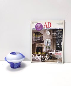 Postmodern White and Blue Cased Murano Glass Vase "Wave" by Carlo Moretti, Italy