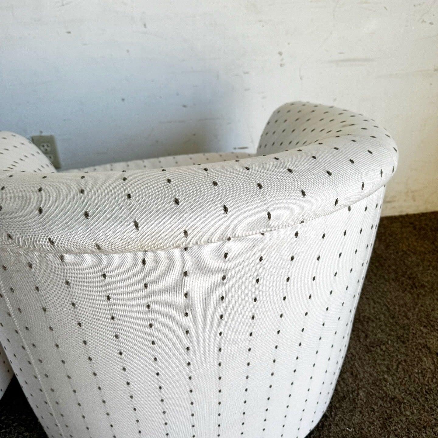 Postmodern White and Gray Dotted Swivel Chairs by Carter For Sale 4