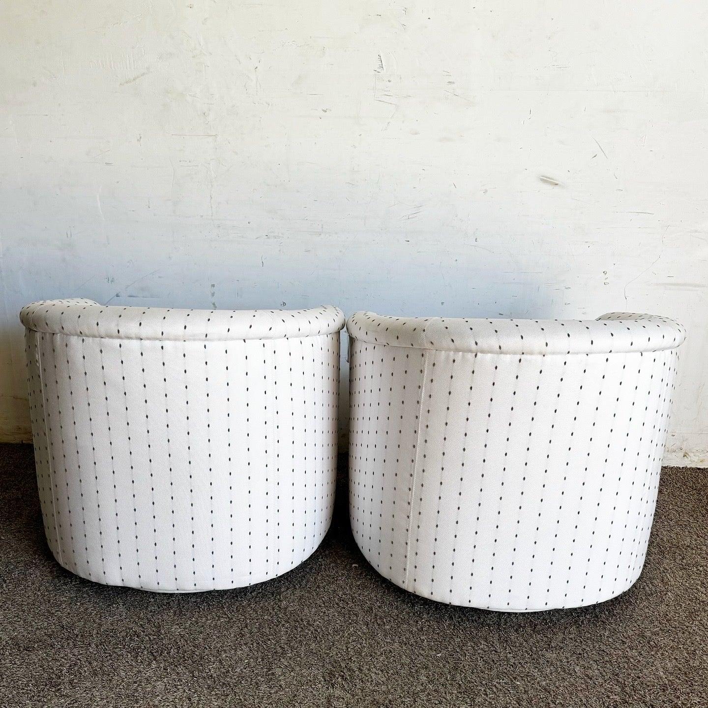 Postmodern White and Gray Dotted Swivel Chairs by Carter For Sale 2