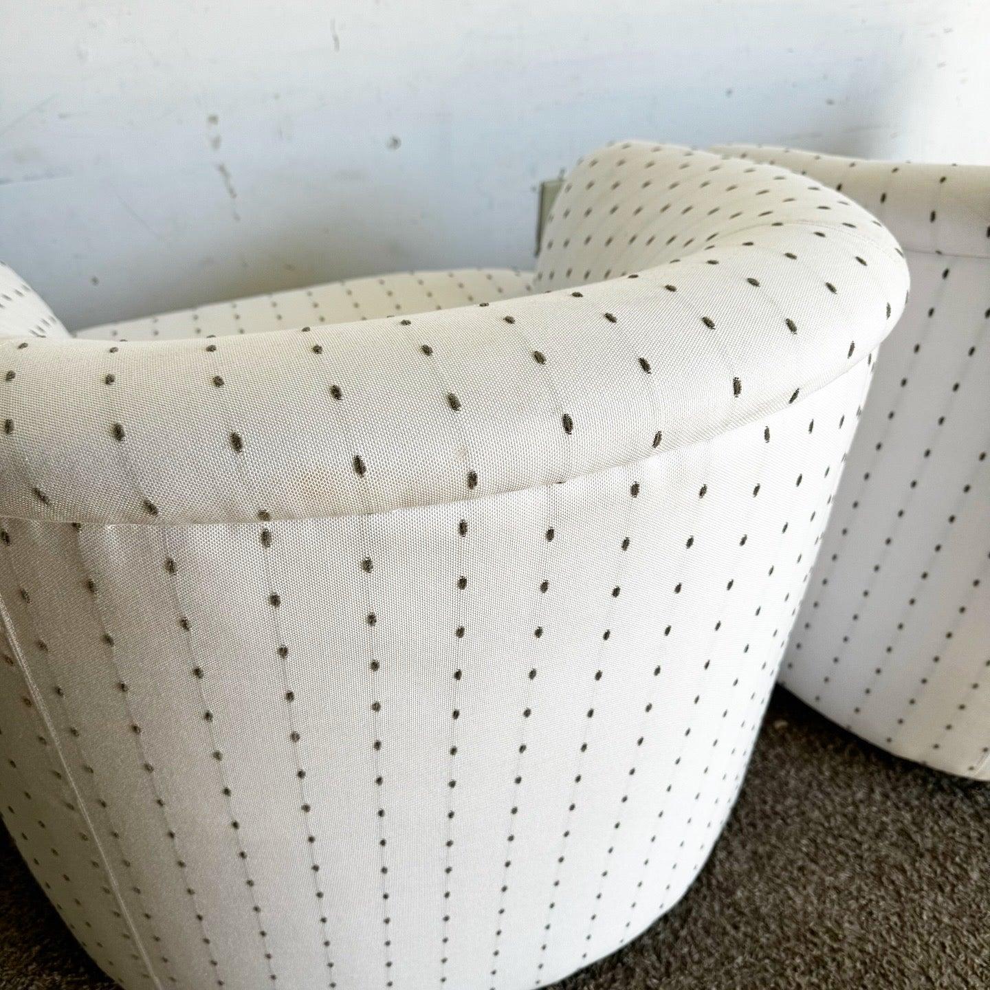 Postmodern White and Gray Dotted Swivel Chairs by Carter For Sale 3