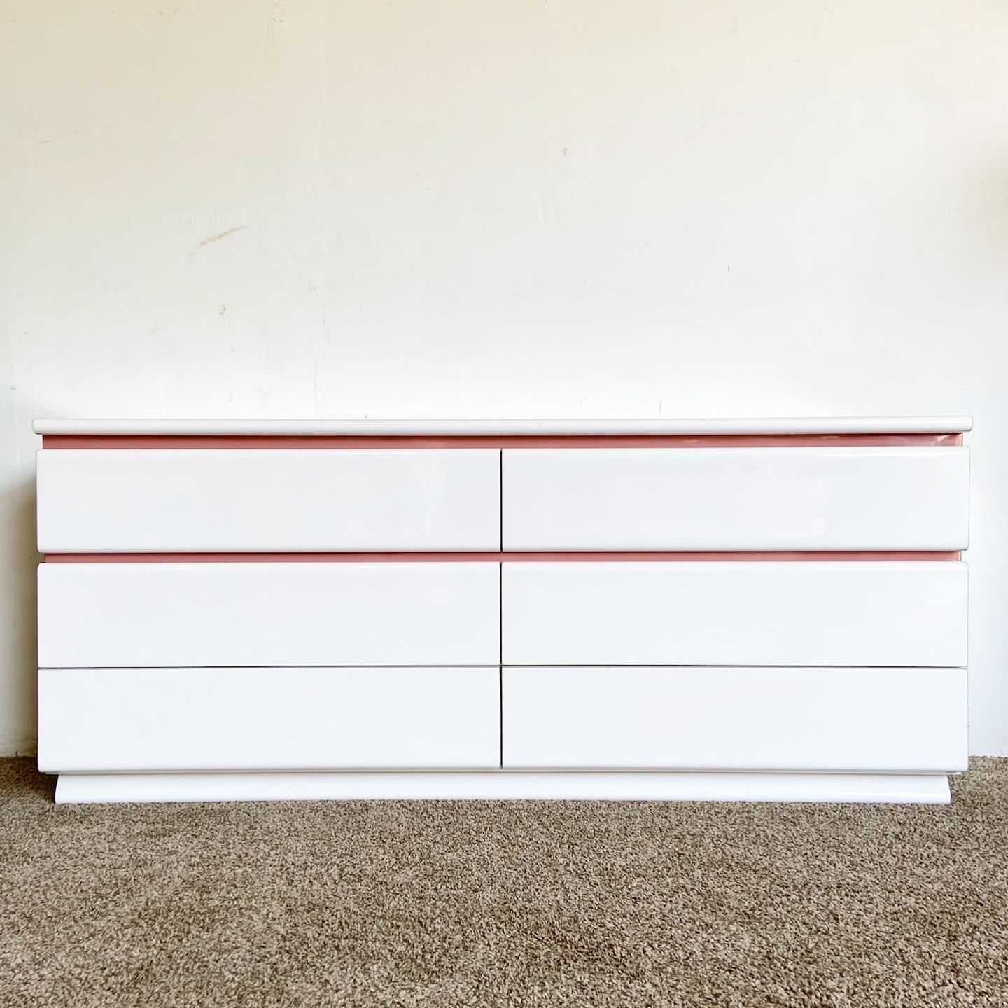 American Postmodern White and Pink Dresser