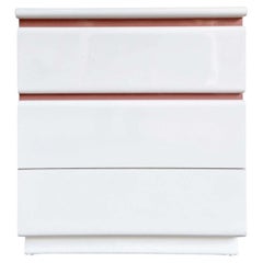 Postmodern White and Pink Lacquer Laminate Chest of Drawers