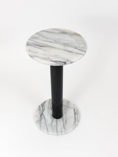 Postmodern White Carrara Marble Flower Stand Pedestal Table, Italy, 1980s
