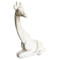 Postmodern White Ceramic Giraffe Sculpture
