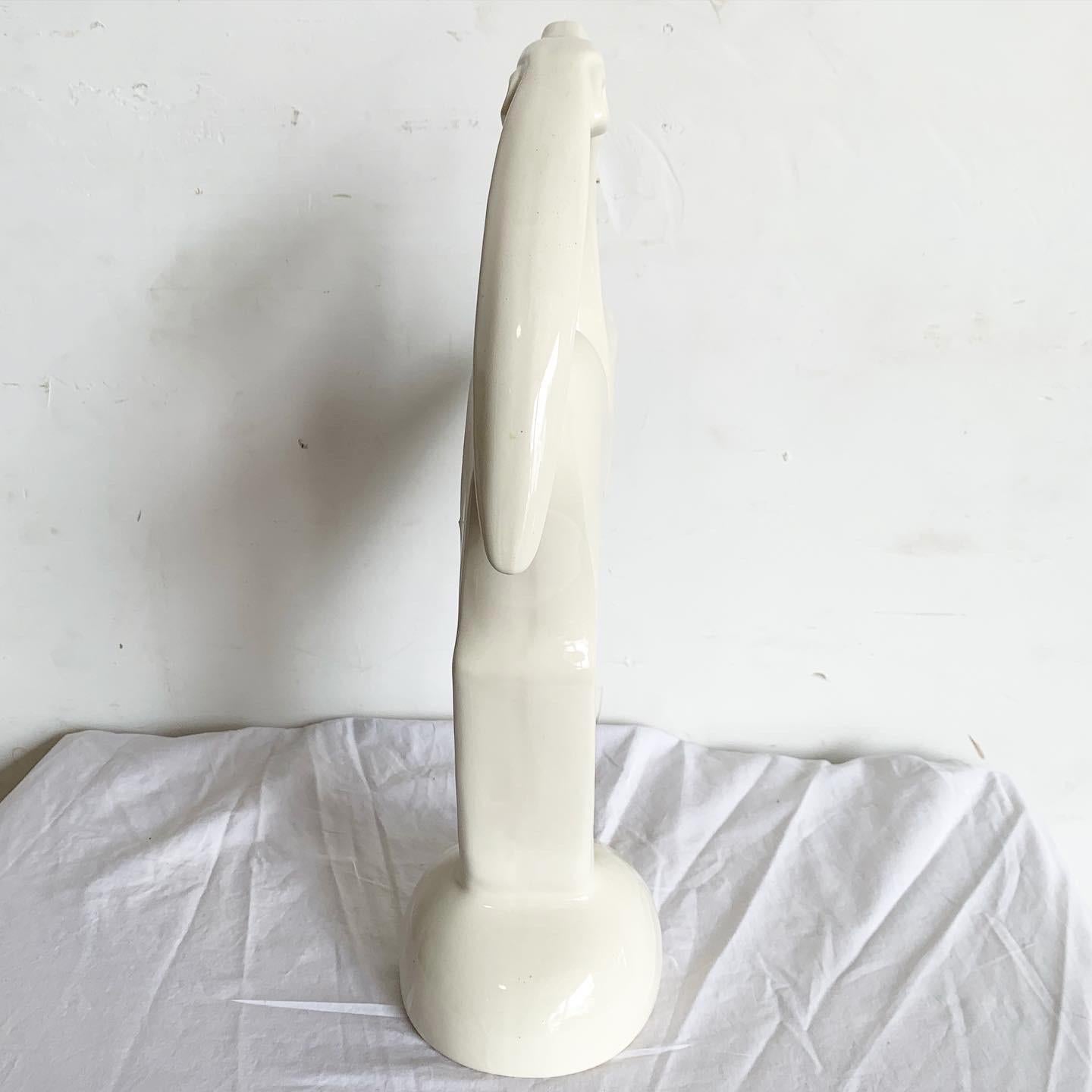 Post-Modern Postmodern White Ceramic Ibex Sculpture by Haeger For Sale
