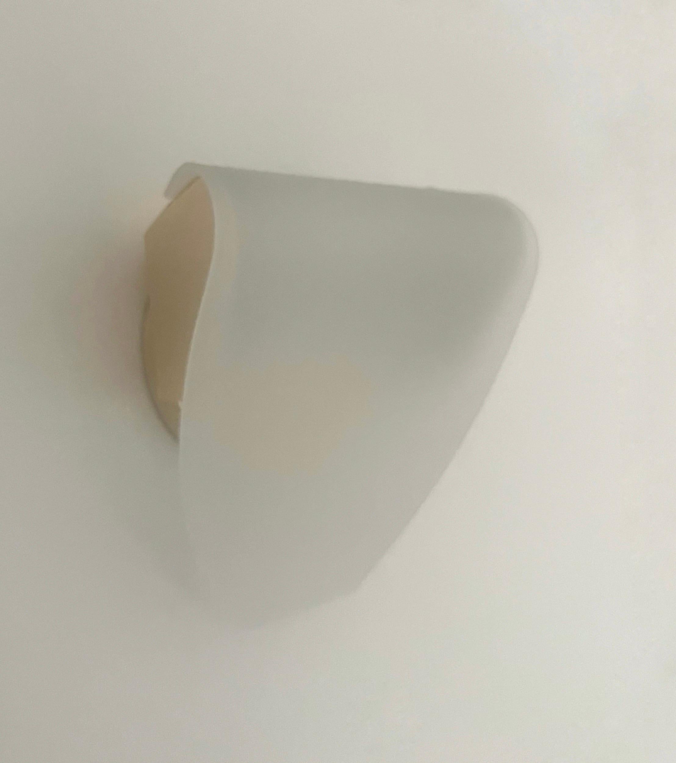 Spanish Postmodern White Glass Gold Pair of Wall Sconces by Blauet, Barcelona, 1990s For Sale