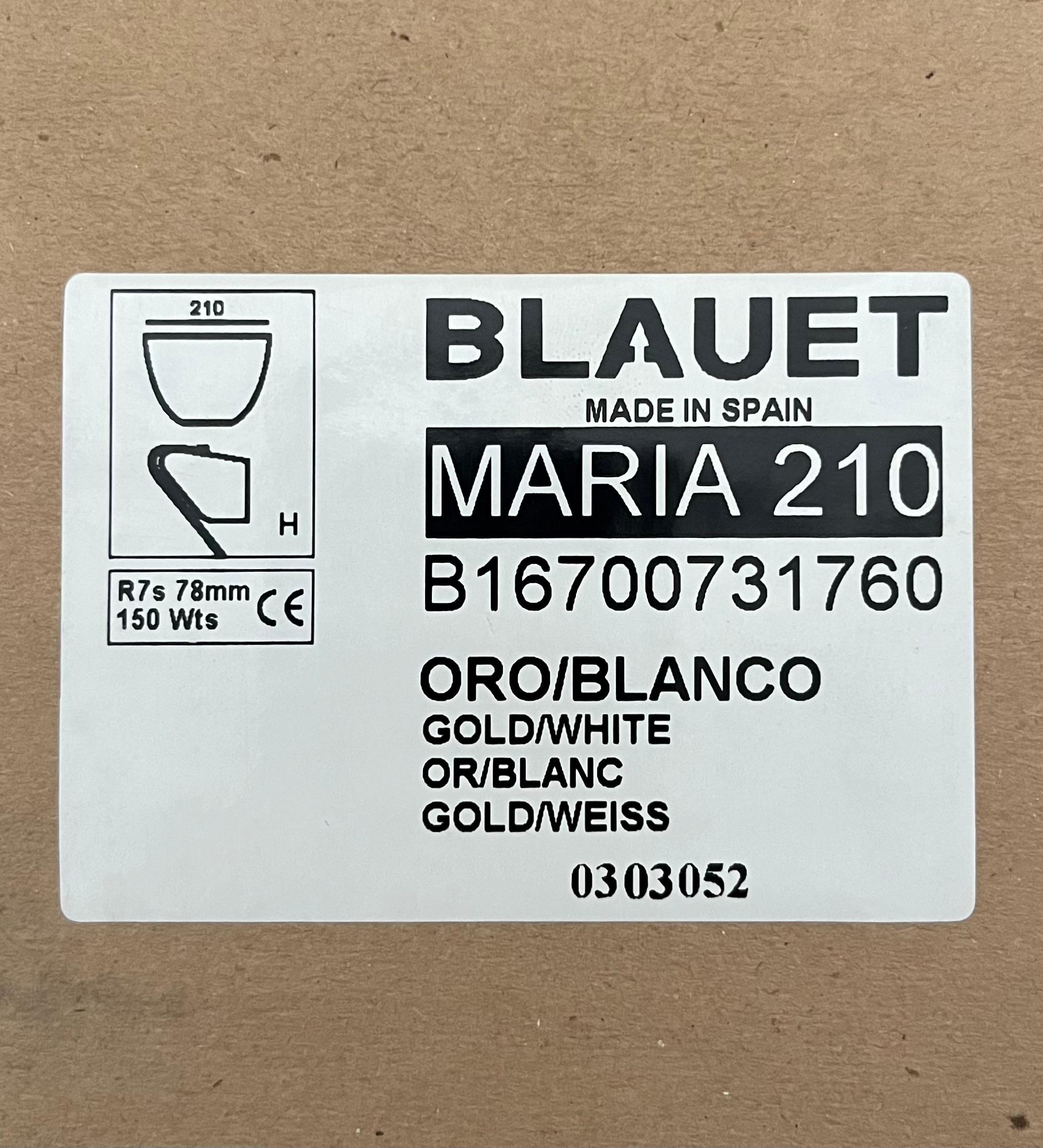 Metal Postmodern White Glass Gold Pair of Wall Sconces by Blauet, Barcelona, 1990s For Sale