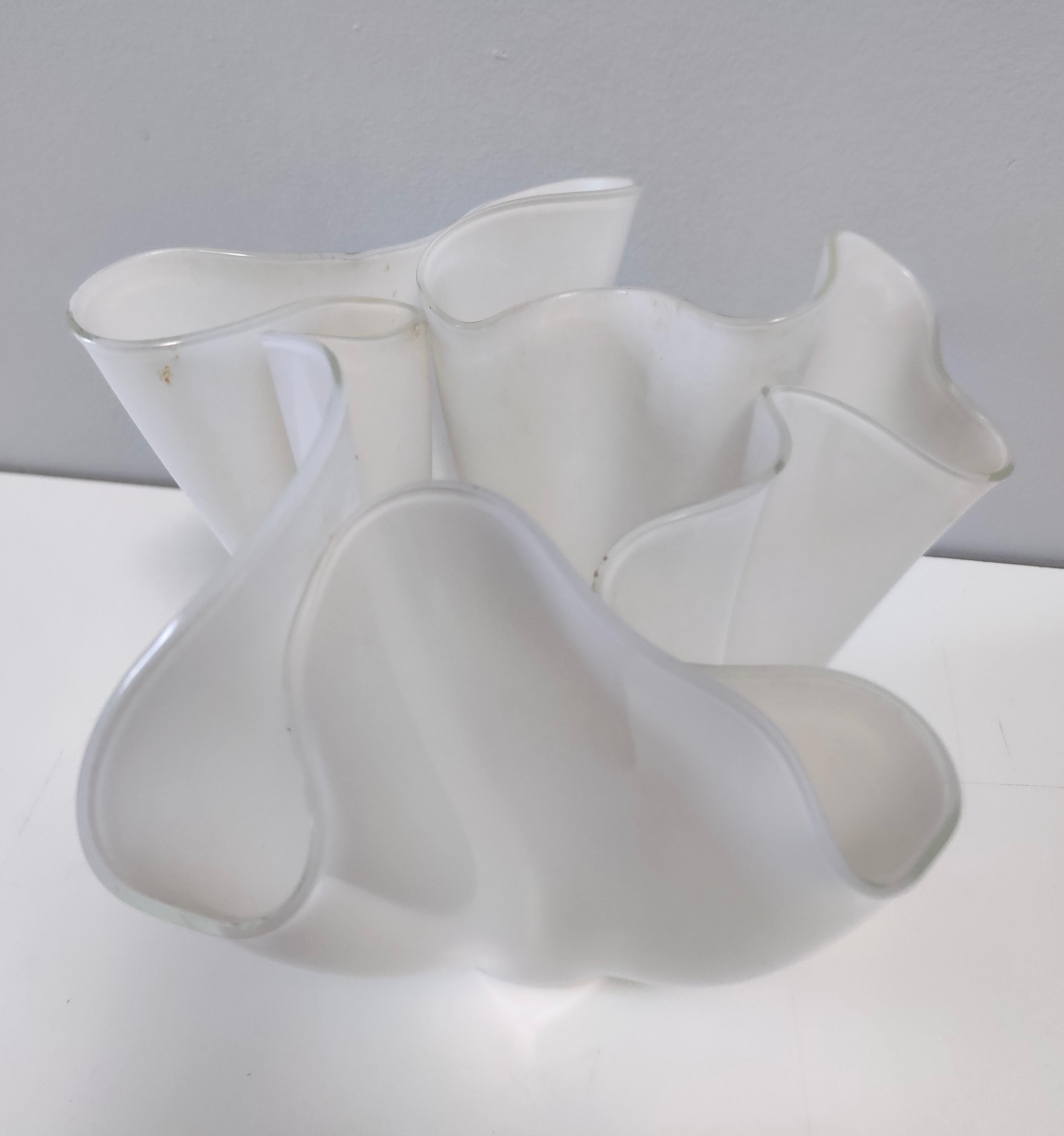 Italian Postmodern White Glass Vase 