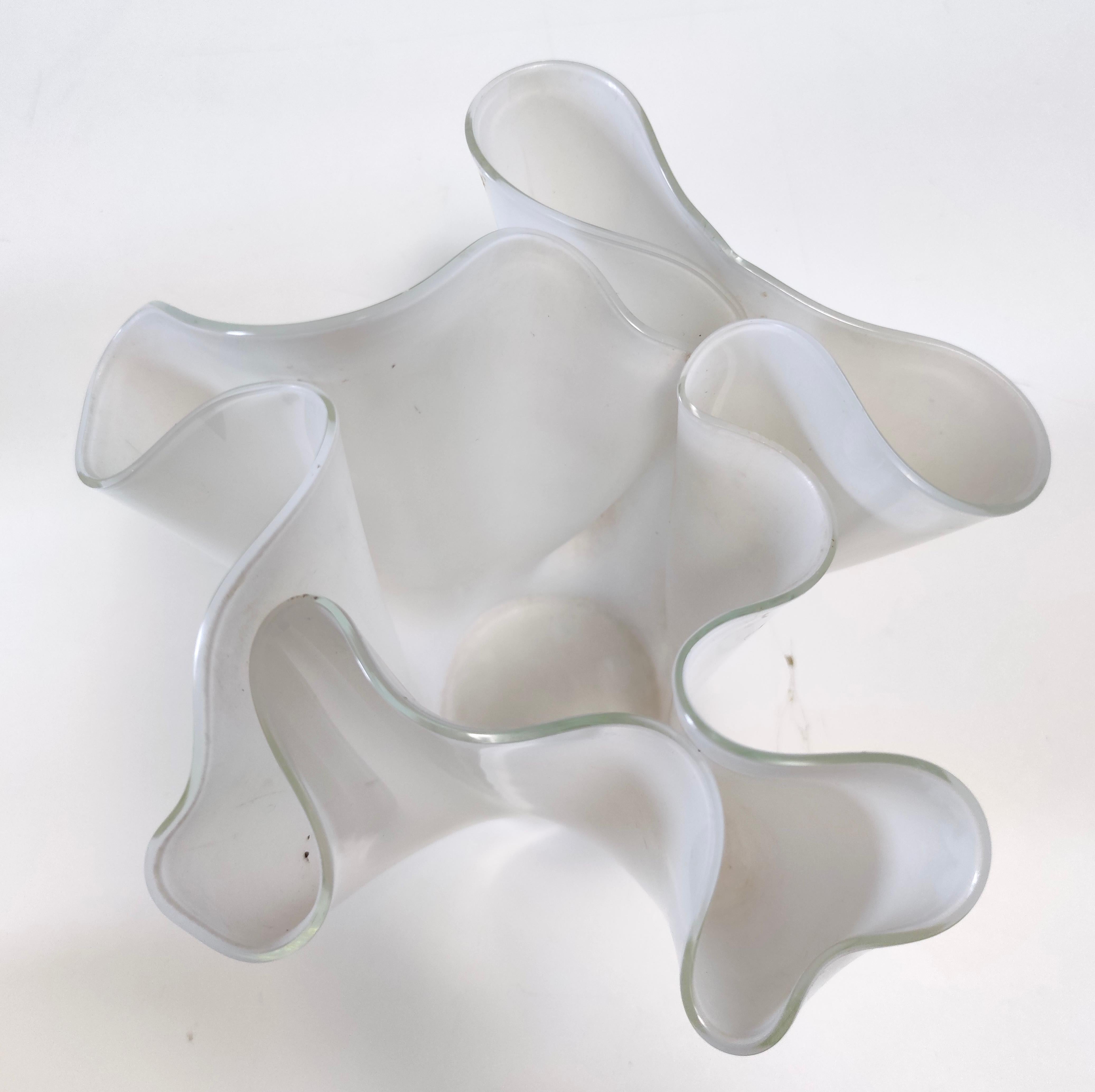 Postmodern White Glass Vase 