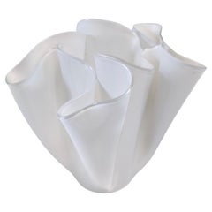 Postmodern White Glass Vase "Fazzoletto" by Giorgio Berlini, Italy