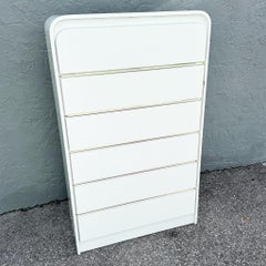 Postmodern White Gloss Laminate Waterfall Highboy Dresser