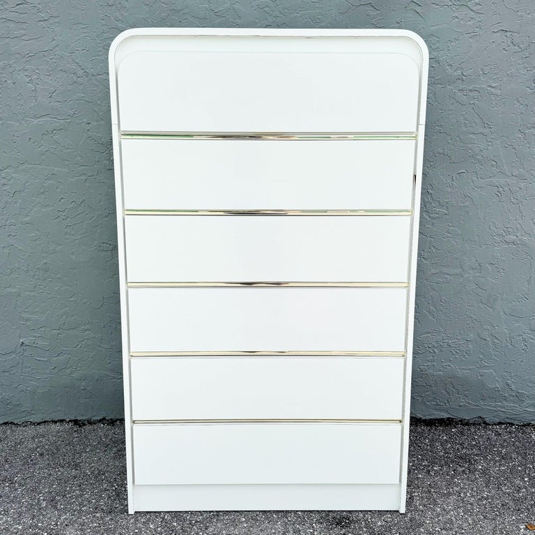 white waterfall dresser Grey Striped Bone Inlay 4-Drawer Bone Inlay Furnitures this set brings both elegance and practicality to your bedroom. Postmodern White Gloss Laminate Waterfall