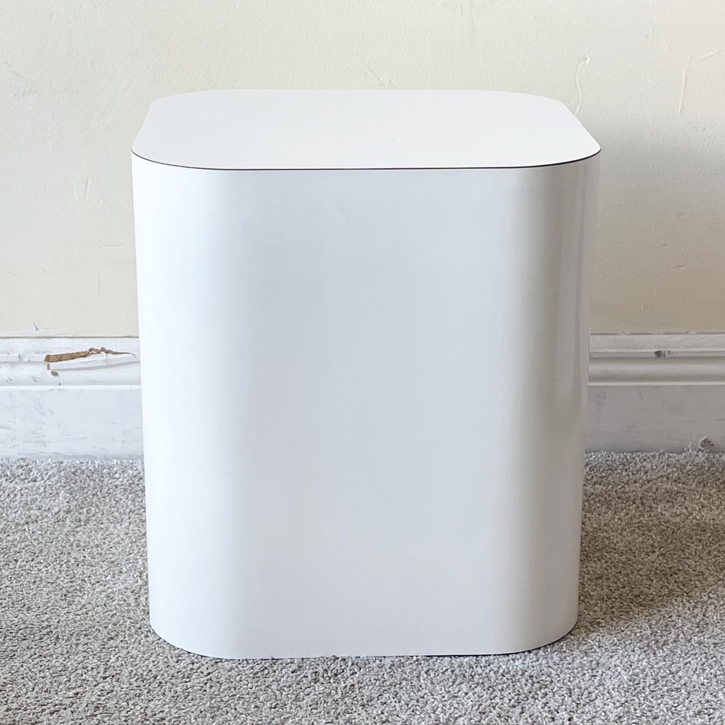 Post-Modern Postmodern White Lacquer Laminate Vanity Dresser with Mirror and Stool