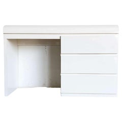 Postmodern White Lacquer Laminate Waterfall Desk
