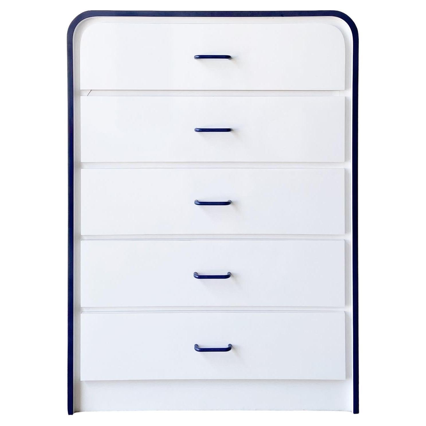 Vintage Atomic White Lacquered With Brass Highboy For Sale at 1stDibs