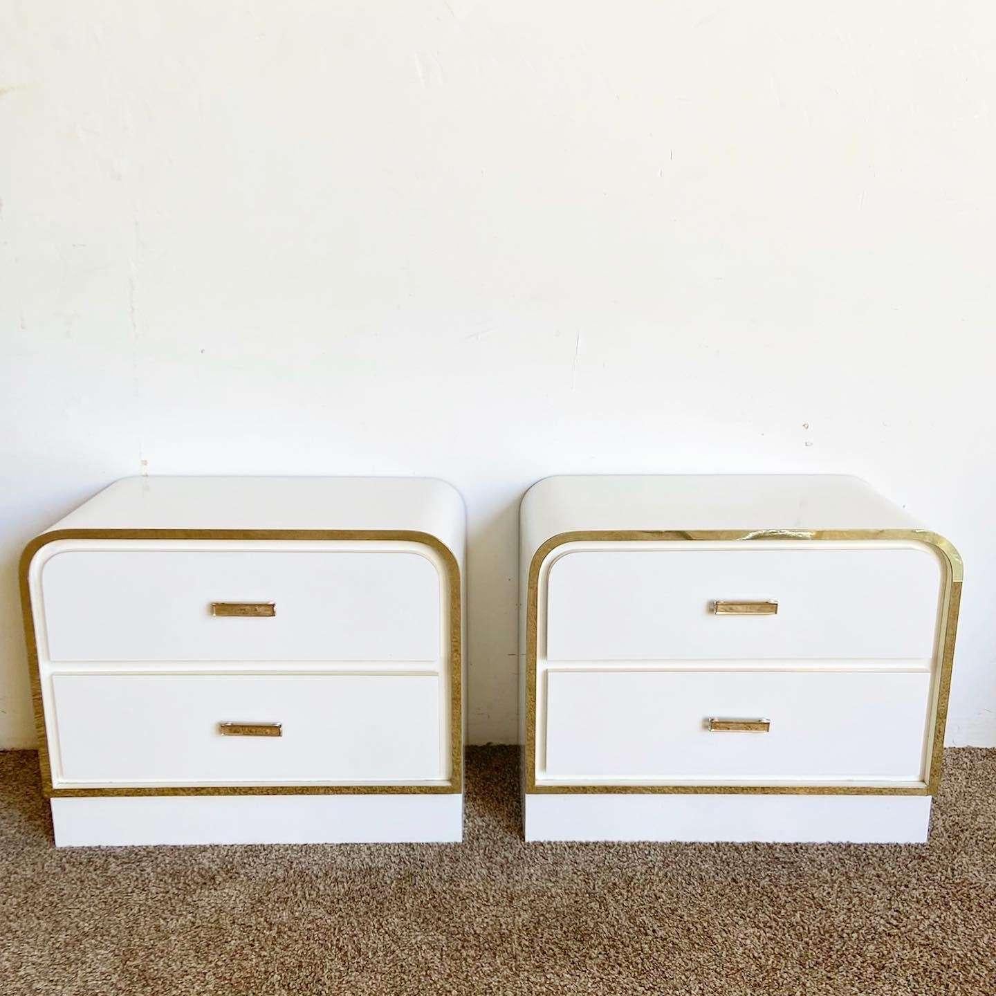 white gold nightstands