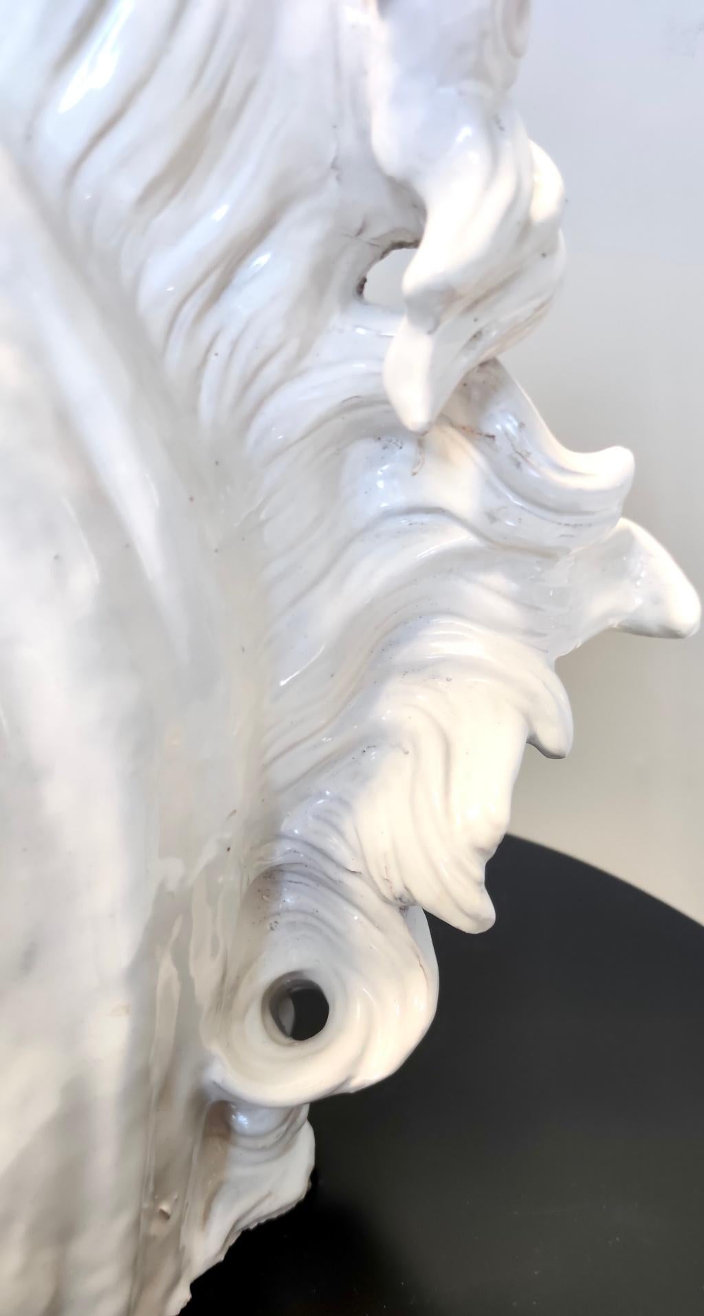 Postmodern White Lacquered Earthenware Horse Head Decorative Object, Italy 1980s For Sale 5