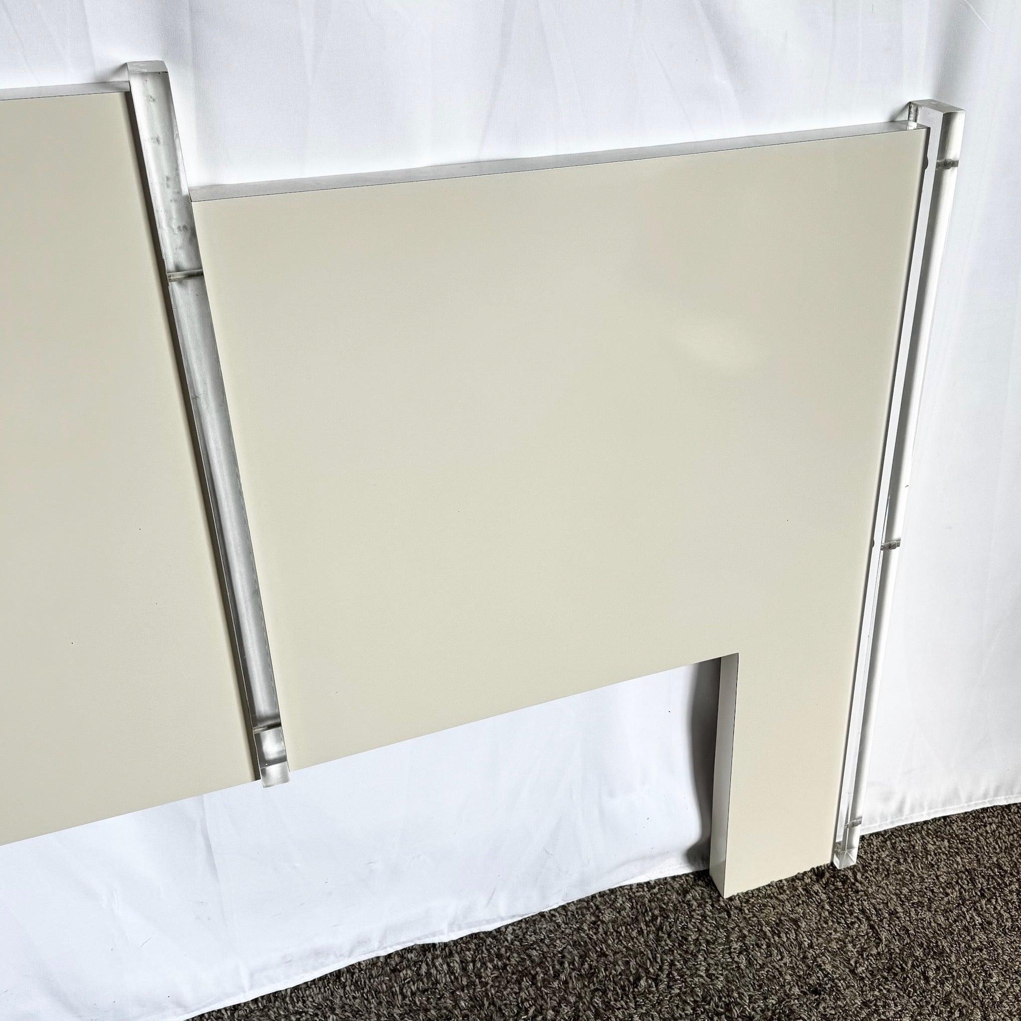 American Postmodern White Laminate and Lucite King Size Headboard For Sale