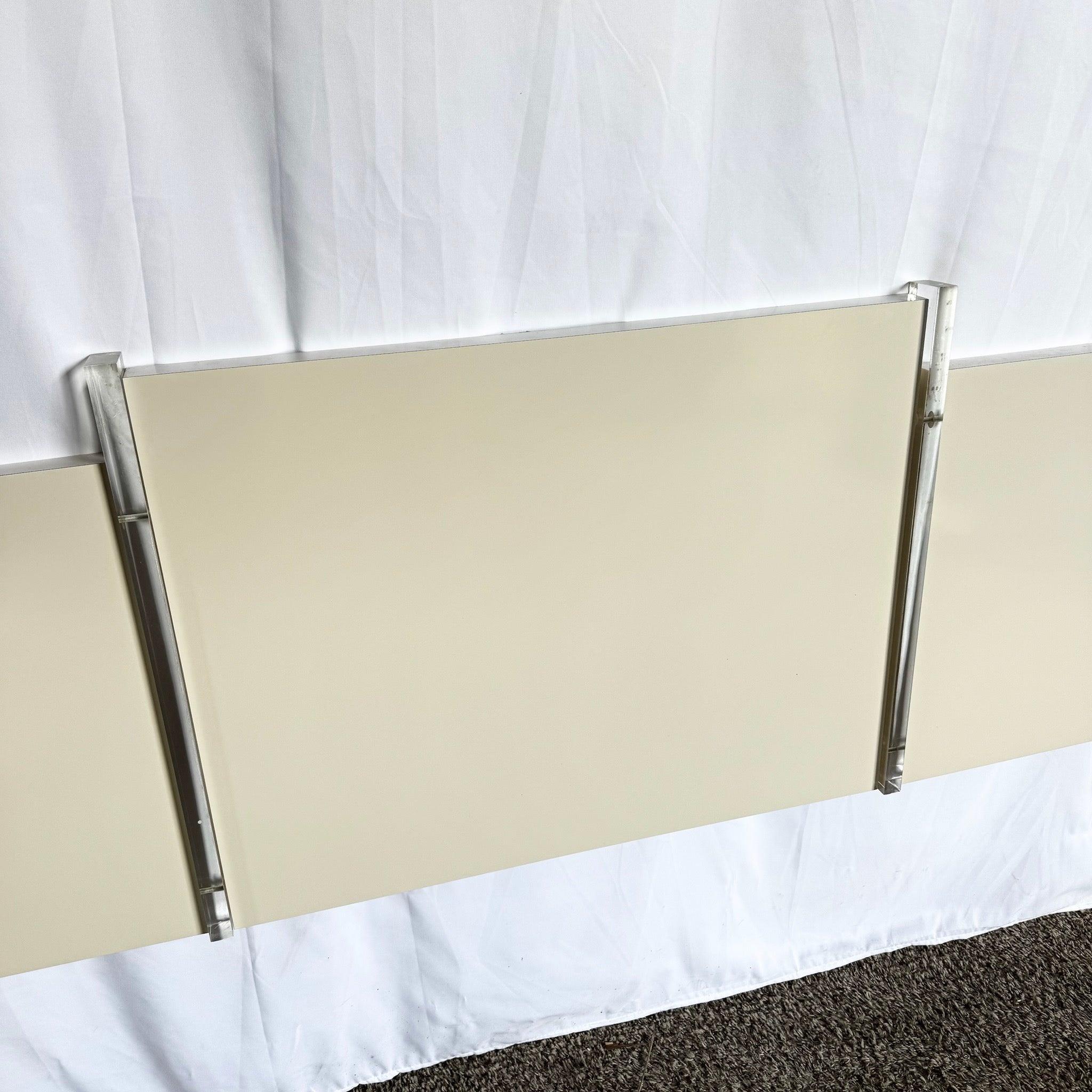 Postmodern White Laminate and Lucite King Size Headboard In Good Condition For Sale In Delray Beach, FL