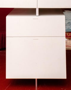 Postmodern White Laminate Credenza Desk