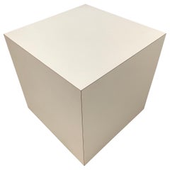 Postmodern White Laminate Cube Side End or Occasional Table