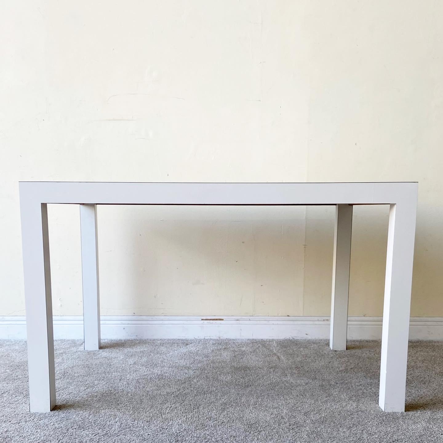 American Postmodern White Laminate Parsons Dining Table