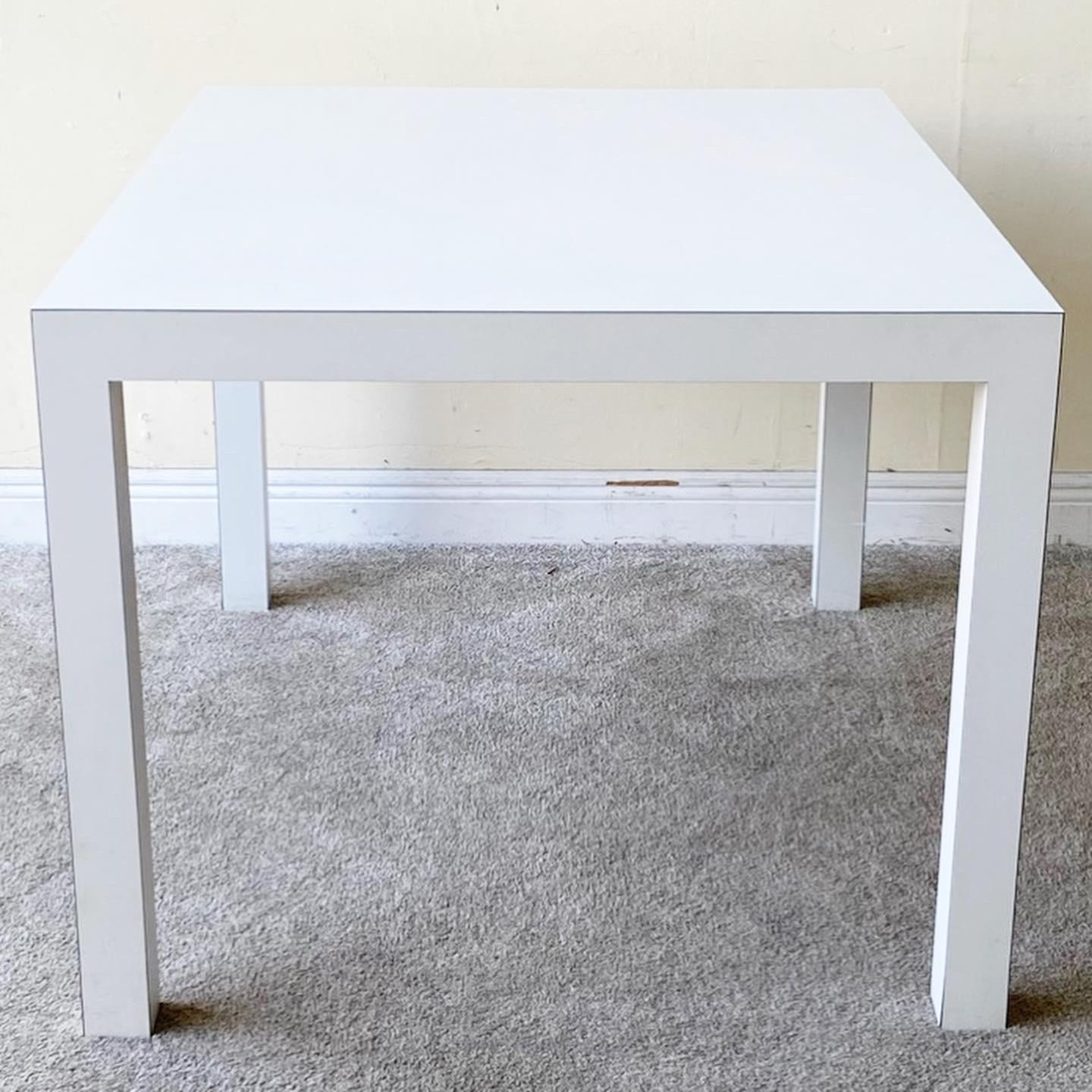 Late 20th Century Postmodern White Laminate Parsons Dining Table