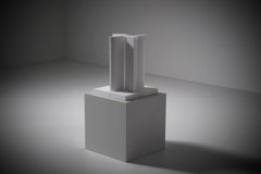 Postmodern white marble sculpture by Jean-Claude Reussner, France 1980s