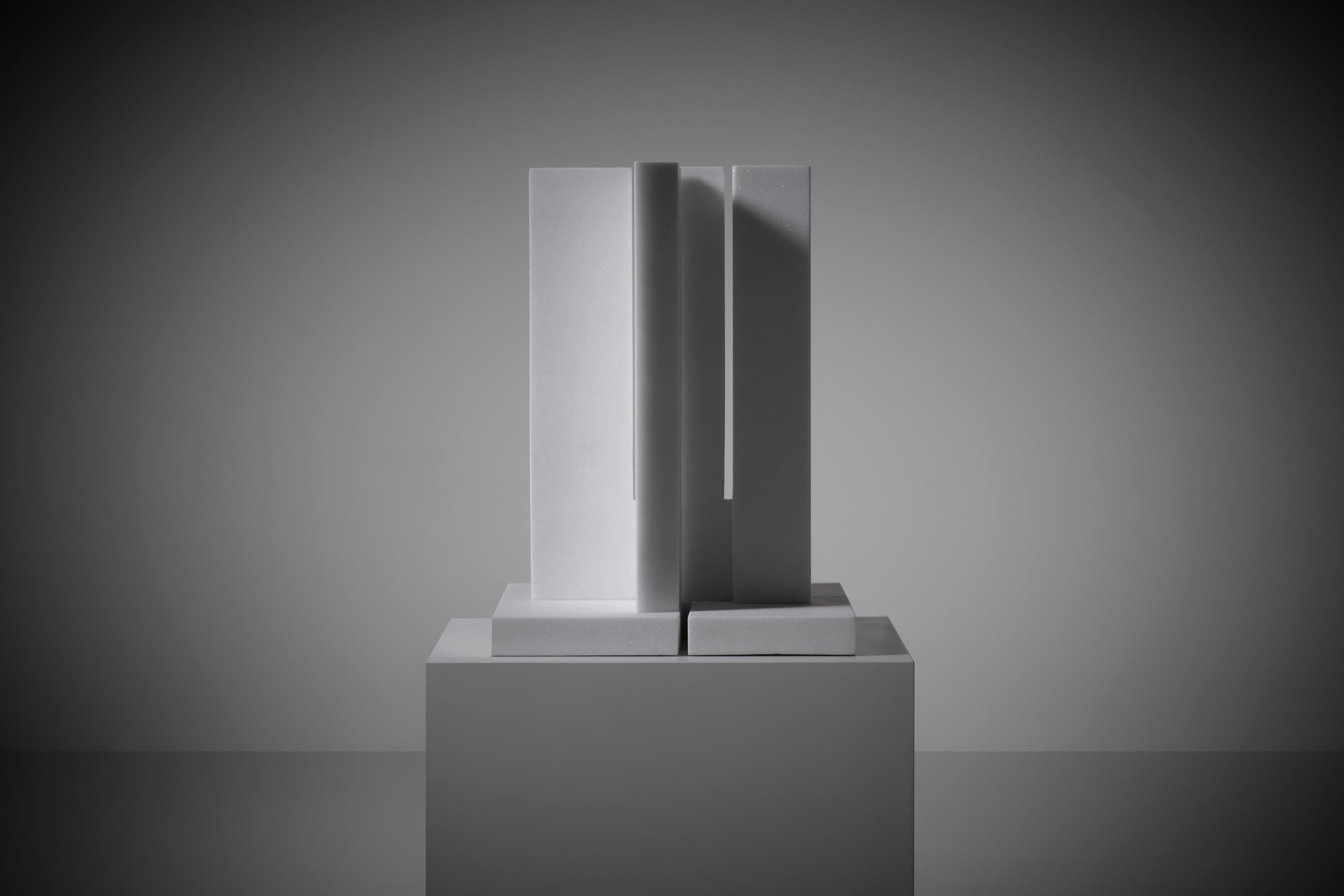 Postmodern white marble sculpture by Jean-Claude Reussner, France 1980s For Sale 2