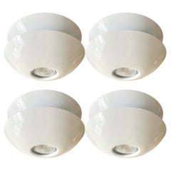 Postmodern White Metal Set of Four Flush Mounts by Blauet, Barcelona, 1980s