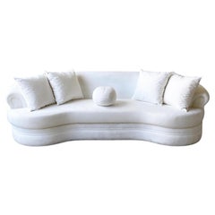 Postmodern White Micro Suede Kidney Sofa