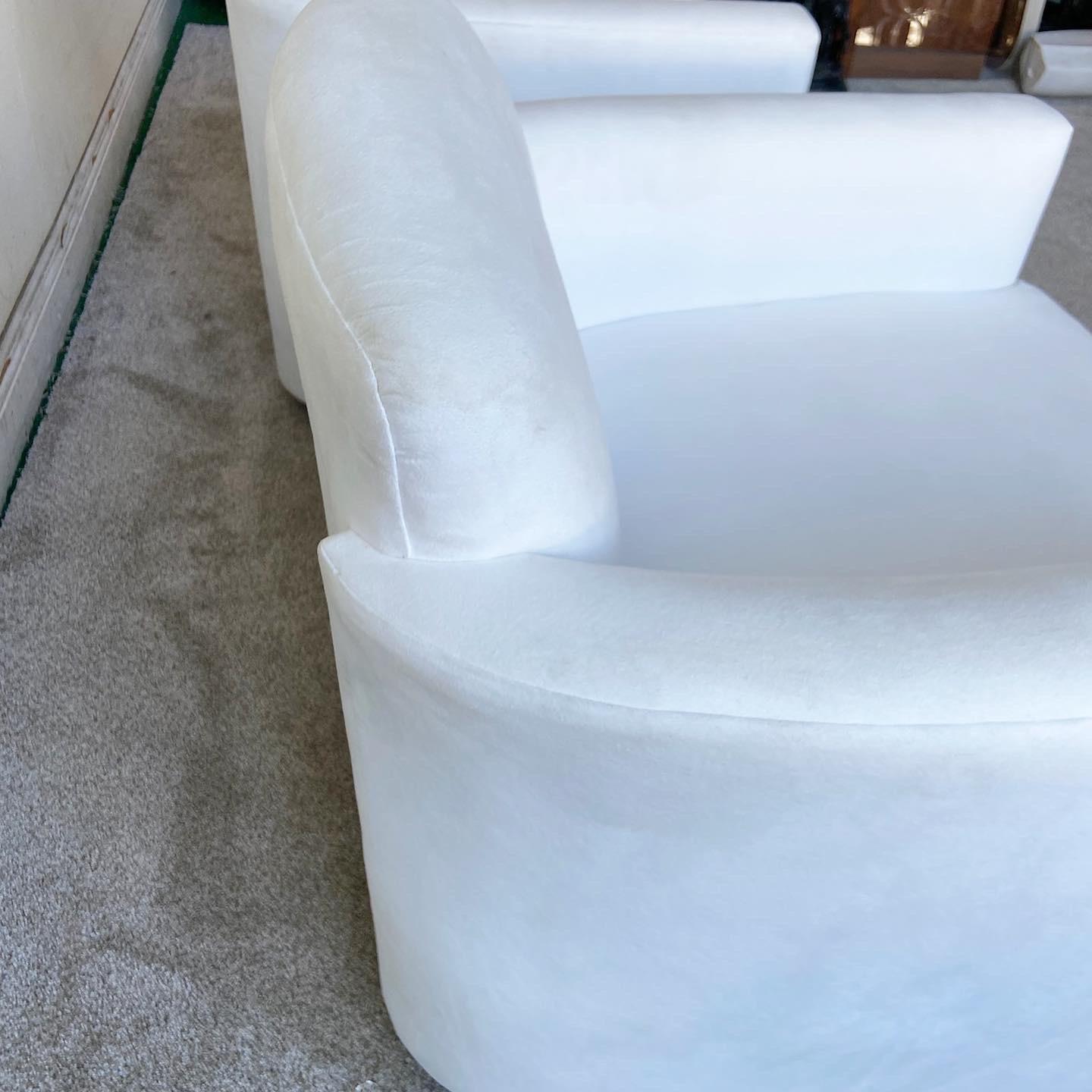 Postmodern White Micro Suede Lounge Chairs For Sale 4
