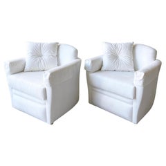 Postmodern White Micro Suede Lounge Chairs