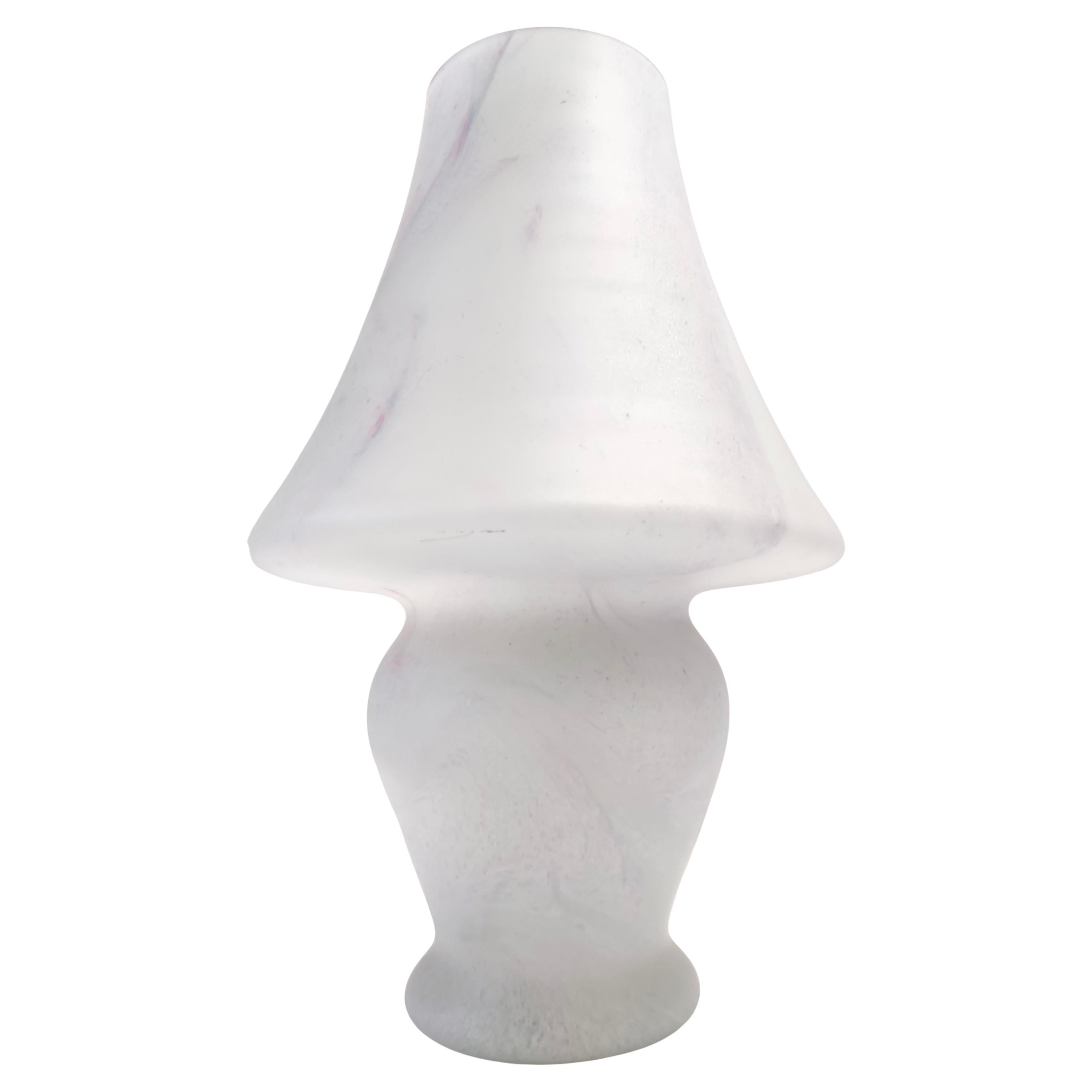 Postmodern White Murano Glass Table Lamp with a Pink Marble Effect, Italy